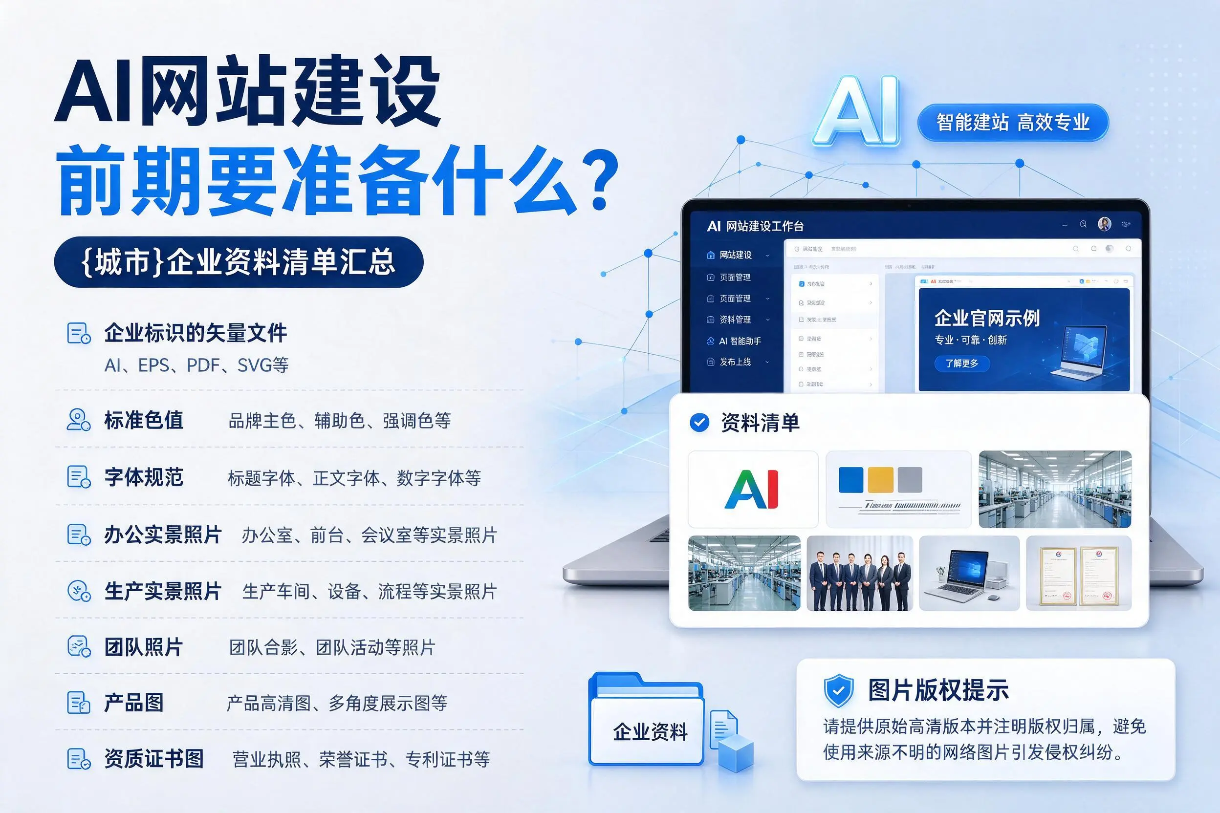 AI网站建设前期要准备什么?金昌企业资料清单汇总